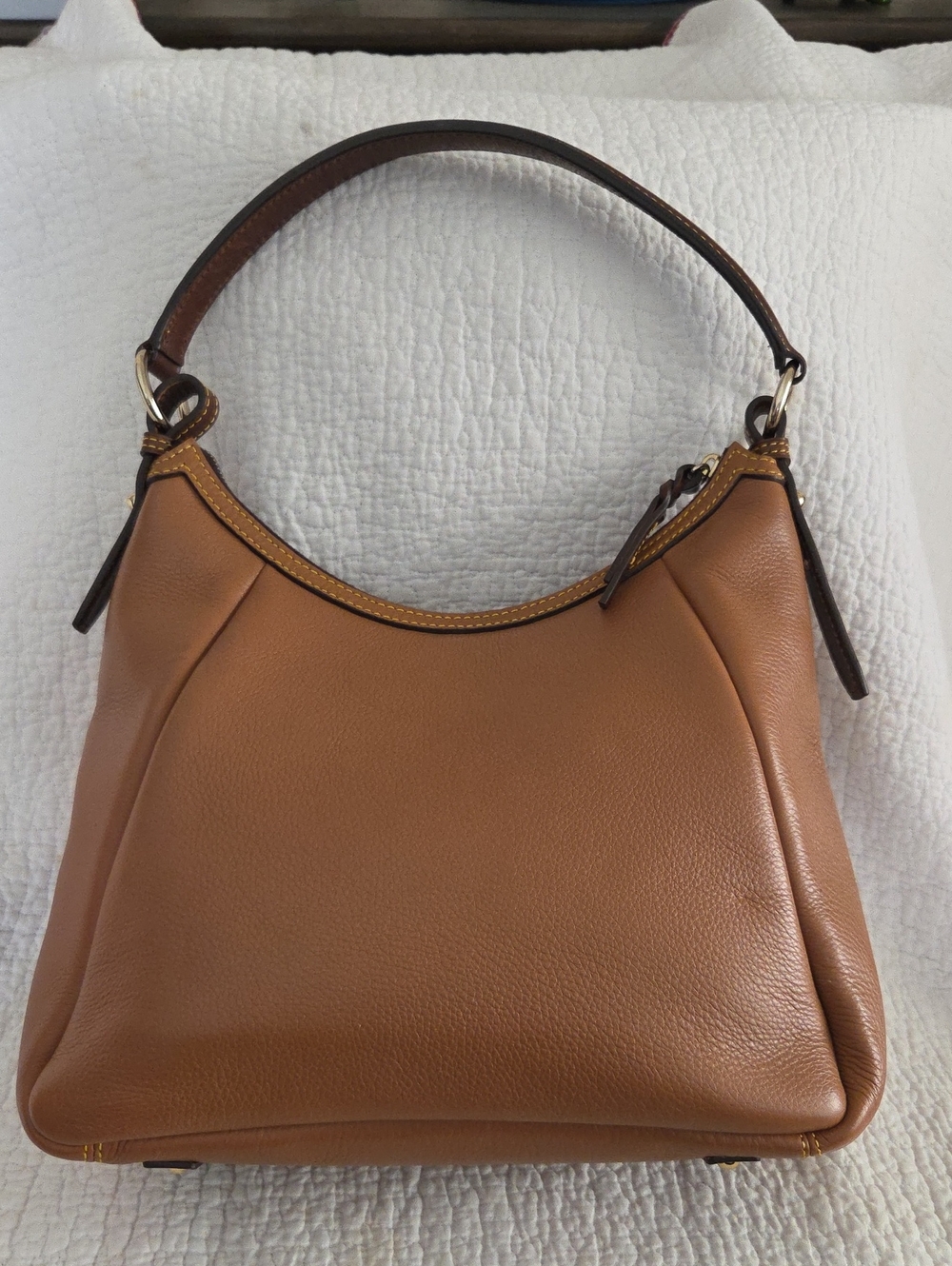 Dooney & Bourke Brown and Dark Brown Pebble Leather Shoulder Bag No Call Outs - Picture 3 of 10